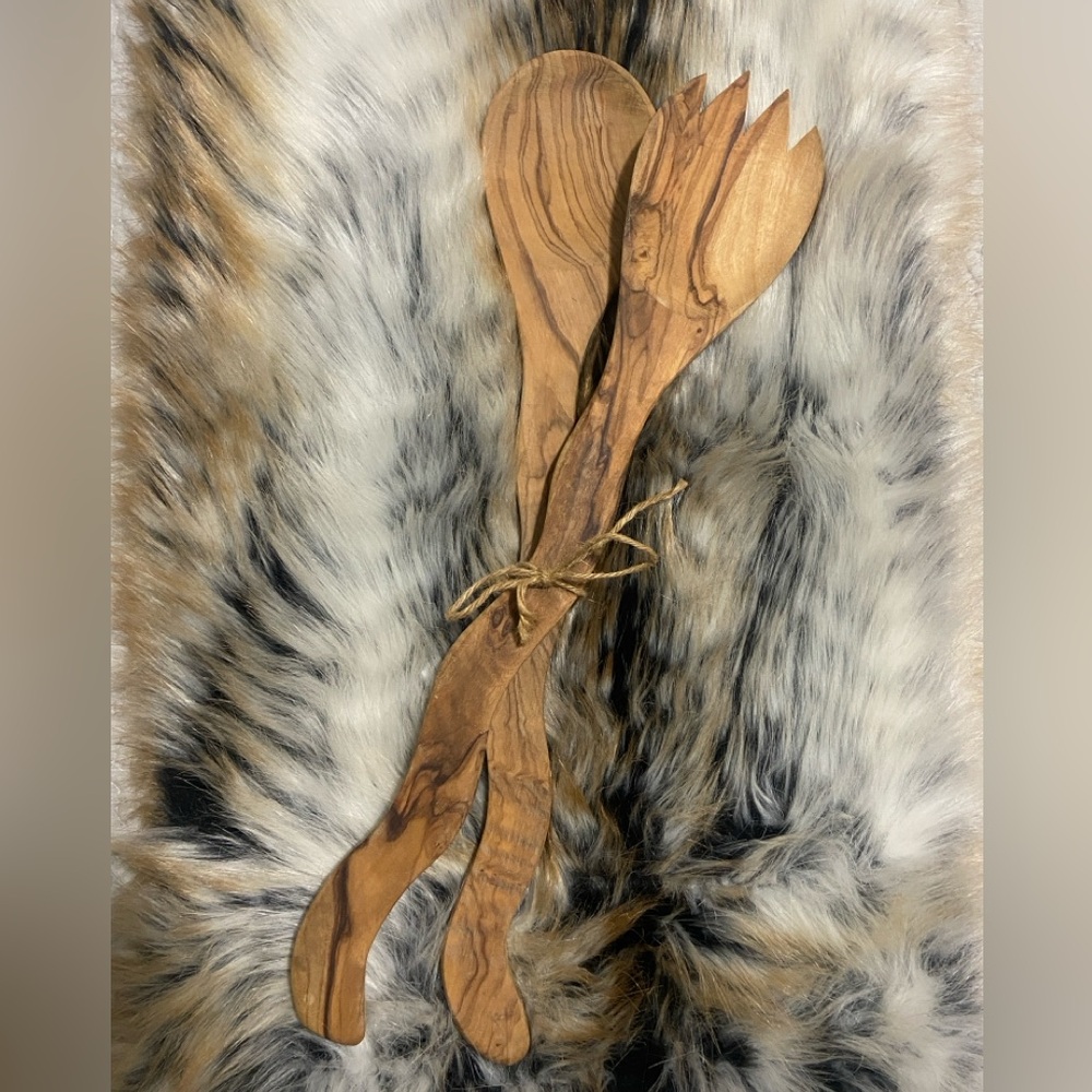 Olive Wood Salad Servers
